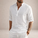 Men's Stand Collar Long Sleeve Shirt