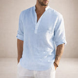 Men's Stand Collar Long Sleeve Shirt