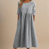Mid-Sleeve Midi Dress