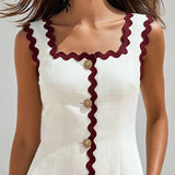 Square Neck Scalloped Mini