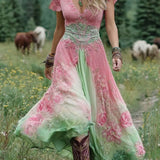 Floral Gradient V-Neck Maxi Dress