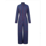 Zip-Up Wide Leg Pant Suit