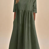 Mid-Sleeve Midi Dress