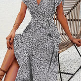 Floral Asymmetrical V-Neck Dress