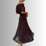 Off-Shoulder Chiffon Maxi Dress