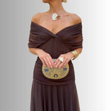 Off-Shoulder Chiffon Maxi Dress
