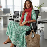 V-Neck Bohemian Print Maxi Dress