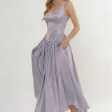 A-Line Ankle Length Halter Bridesmaid Dress