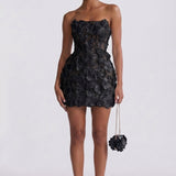 Women's Sheath Floral Overlay Wedding Guest Mini Dress
