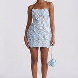 Women's Sheath Floral Overlay Wedding Guest Mini Dress