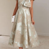 A-Line Tea Length Mother of the Bride Dress