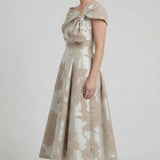 A-Line Tea Length Mother of the Bride Dress