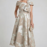 A-Line Tea Length Mother of the Bride Dress