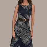 Sleeveless Printed A-Line Dress