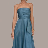 Strapless Ruffled A-Line Gown