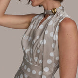 Polka Dot Tie Neck Dress