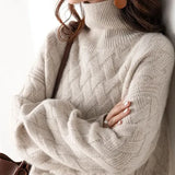 Cashmere Woven Knit Turtleneck