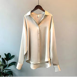Long Sleeve Satin Shirt Blouse