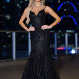 Glitter Floral Corset Mermaid Gown