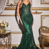 Glitter Floral Corset Mermaid Gown