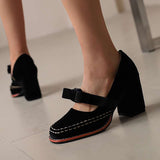 Velvet Bow Block Heel Loafers