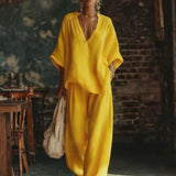 Relaxed V-Neck Pants Set