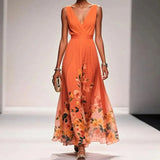 Sleeveless V-Neck Floral Maxi