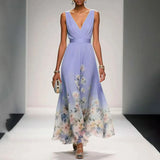 Sleeveless V-Neck Floral Maxi