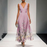Sleeveless V-Neck Floral Maxi