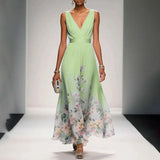 Sleeveless V-Neck Floral Maxi