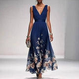 Sleeveless V-Neck Floral Maxi