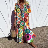 Floral Print V-Neck Long Sleeve Maxi Dress