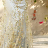 Glitter Floral Corset Mermaid Gown