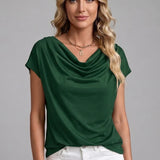 Cowl Neck Draped Front Blouse