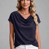 Cowl Neck Draped Front Blouse