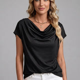 Cowl Neck Draped Front Blouse