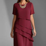 Short Sleeve Layered Front Dress