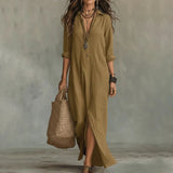 Collared Split Hem Maxi Dress