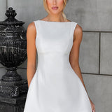 Boat Neck Bubble Mini Dress