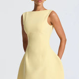 Boat Neck Bubble Mini Dress