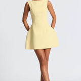 Boat Neck Bubble Mini Dress