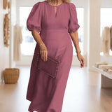Puff Sleeve Midi Dress