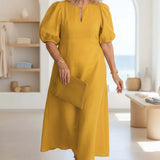 Puff Sleeve Midi Dress