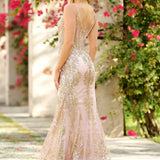 Glitter Floral Corset Mermaid Gown