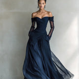 Off-Shoulder Chiffon Maxi