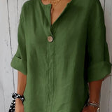 Relaxed One-Button Blouse