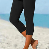 High-Waist Scalloped Cropped Leggings