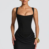 Lace-Up Corset Maxi Dress