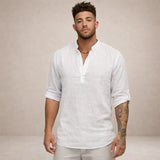 Men's Stand Collar Long Sleeve Shirt