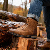 Lace-Up Cap-Toe Combat Boots